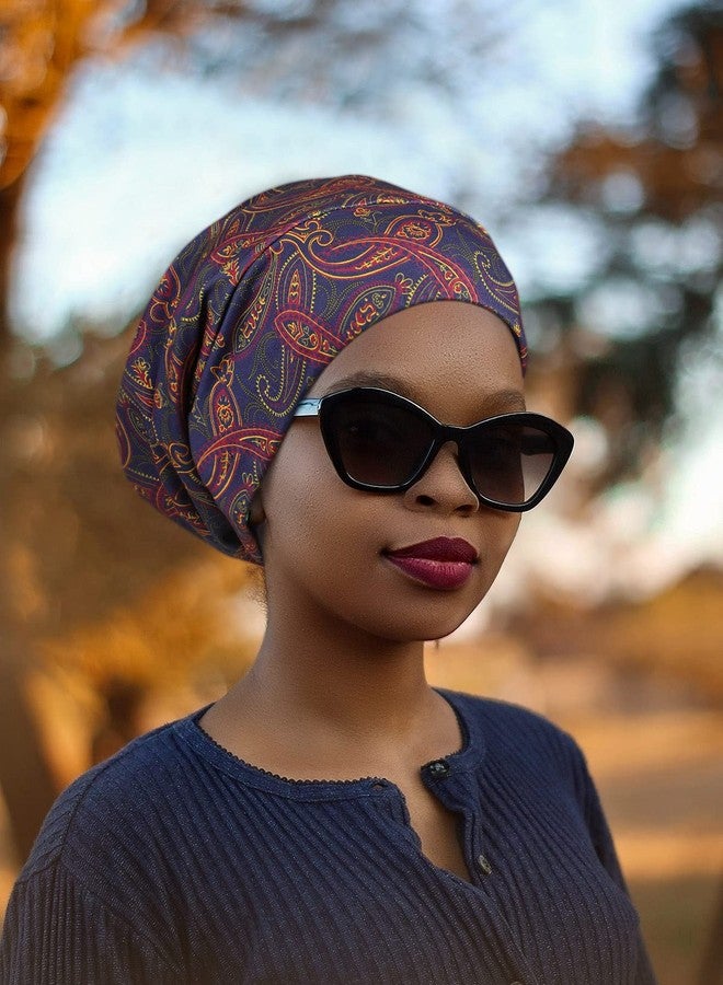 FocusCare Sleep Slouchy Headwear for Frizzy Women Curly Hair Satin Cap Stripe Black Yellow - Image 5